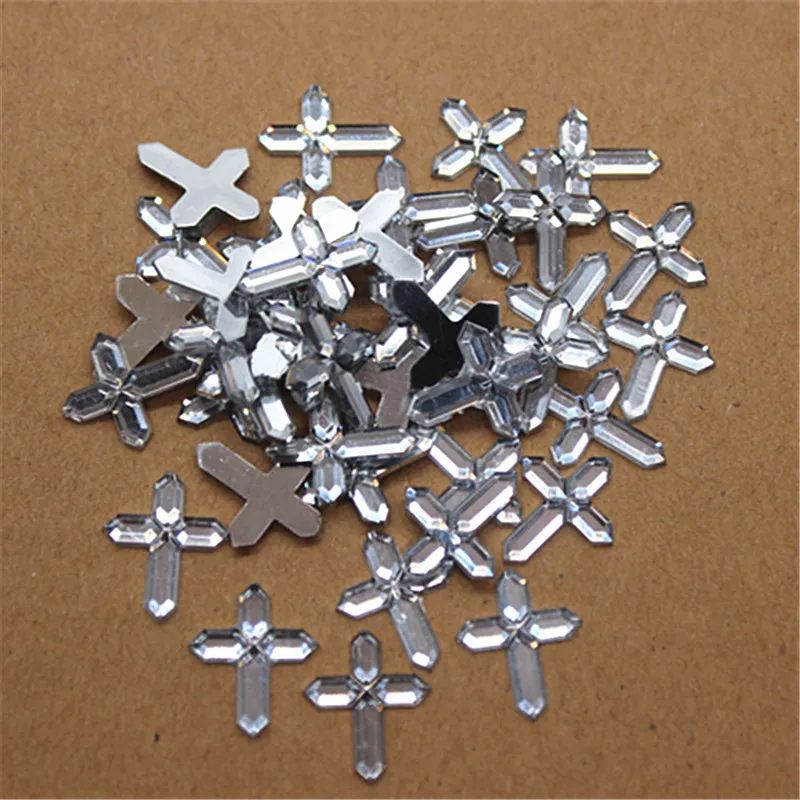 200pcs 13*15mm Kawaii Clear Acrylic Little Cross Charm DIY Christening Communion Baby Shower Scrapbooking Accessories