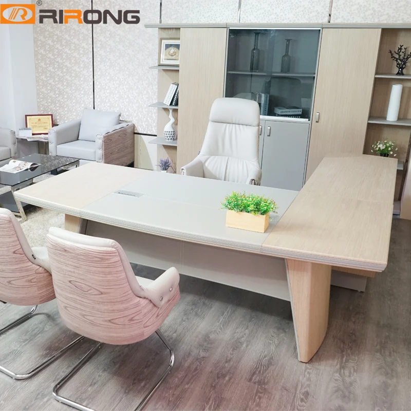 Luxury Design Simple Modern Personal Office Furniture Leather Wood Work CEO Office Furniture Manage Executive Table Desk