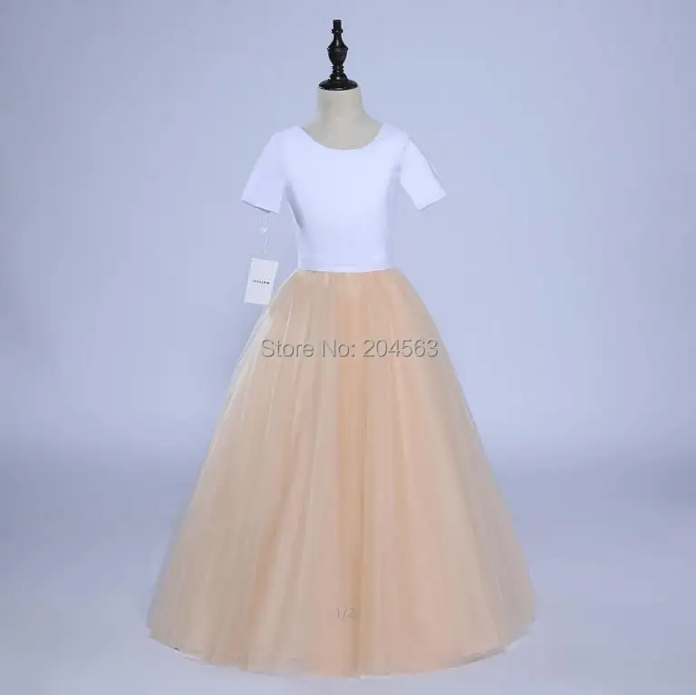 

Mixed Color O-Neck Flower Girl Dress with Cap Sleeve Kids Dress for Wedding Events