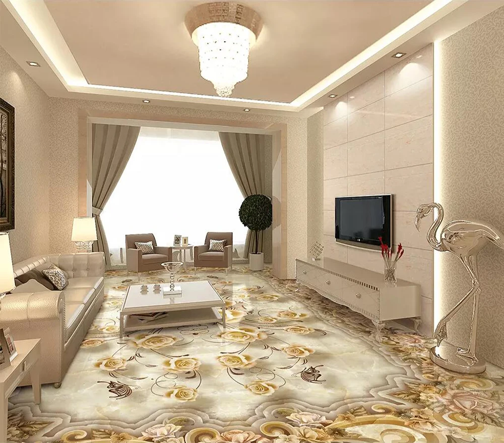 Papier peint rétro pour sol, image florale