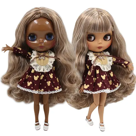 ICY DBS Blyth 인형 합동 몸 갈색 혼합 금발 머리 머리 30cm 1/6 bjd 장난감 소녀 선물