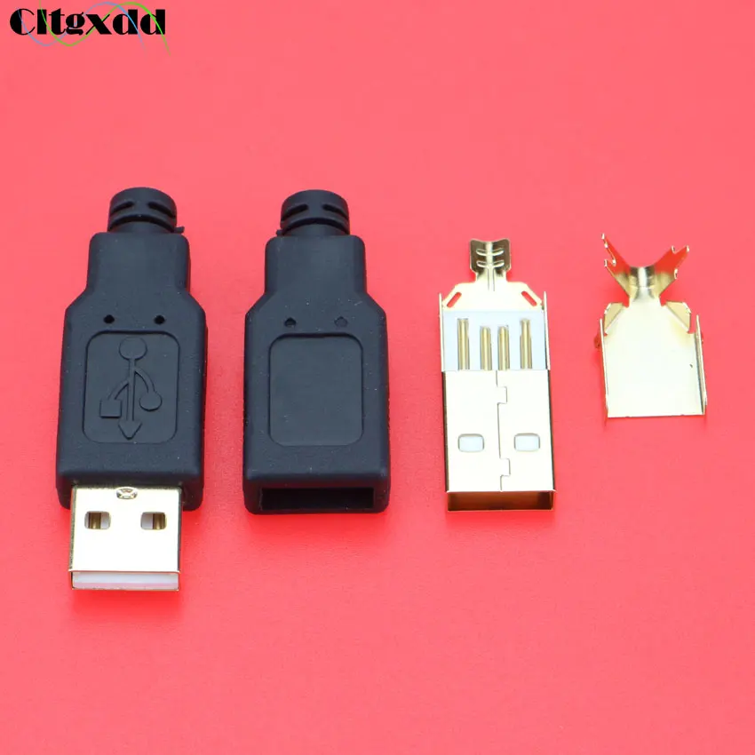 Cltgxdd 1 Piece DIY USB 2.0 Connector Plug A Type Male 4 Pin Assembly Adapter Socket Solder Type Black For Data Connection