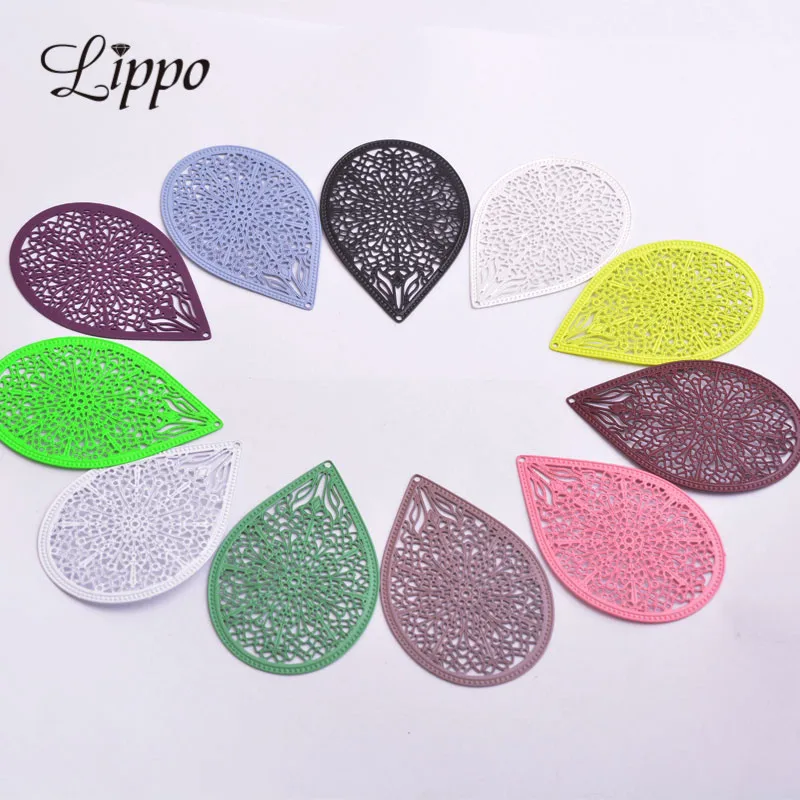 

30pcs AA1533 49*33mm Filigree Water Drop Big Charm Brass Teardrop Pendant DIY Earring findings Fermoirs Pour Fabrication Bijoux