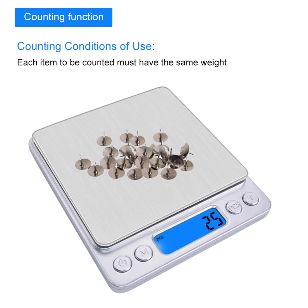 

Digital Electronic Scales Jewelry Scales 0.01g-200g / 500g, 0.1g-1KG / 2KG / 3KG High-precision Kitchen Food Weighing Scale