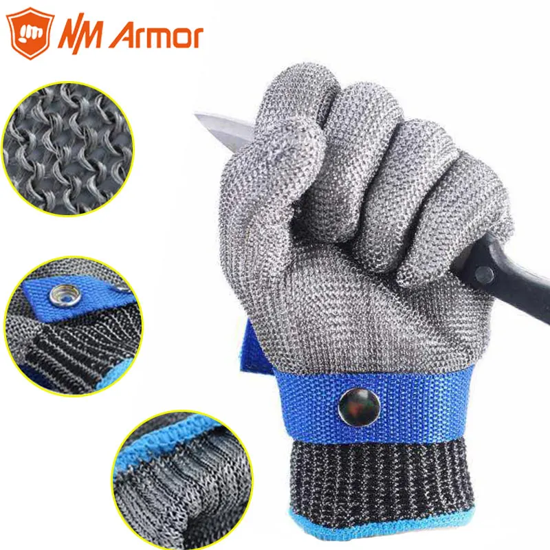 

100% High Quality Stainless Steel Mesh Butcher Glove Cut Resistant Metal Anti Cutting Gloves Safety Work For Butcher Workers