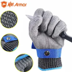 Guantes de carnicero de malla de acero inoxidable de alta calidad, resistentes al corte, de Metal, anticorte, trabajo de seguridad para trabajadores de carnicero, 100%