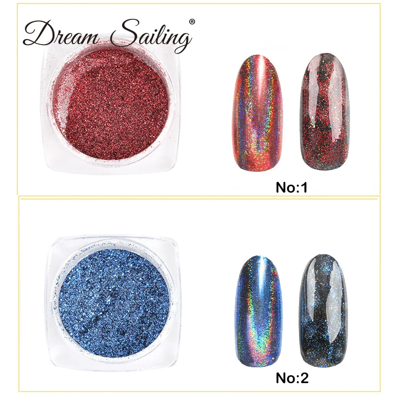 Pigments holographiques caméléon pour décoration des ongles, démontrent laser, galAct chromée, poussière de paillettes, nail art