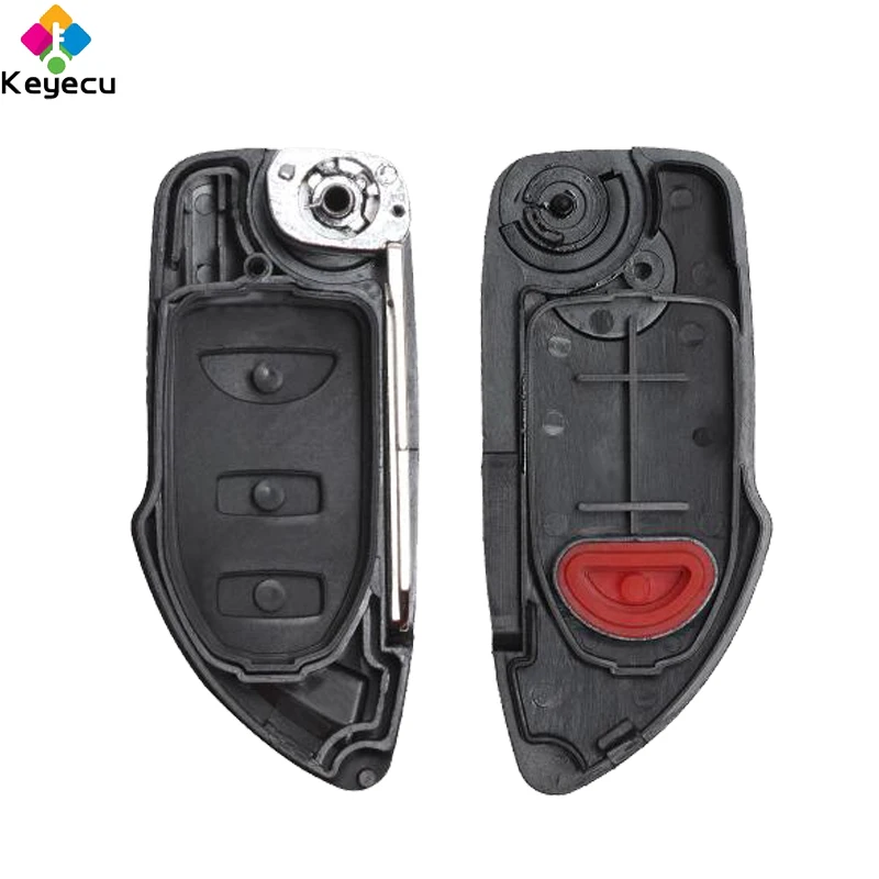 KEYECU Replacement Modified Flip Remote Car Key Shell - 2/ 2+1/ 3 Buttons & Uncut Blade- FOB for Hyundai Santa Fe / Tucson IX35