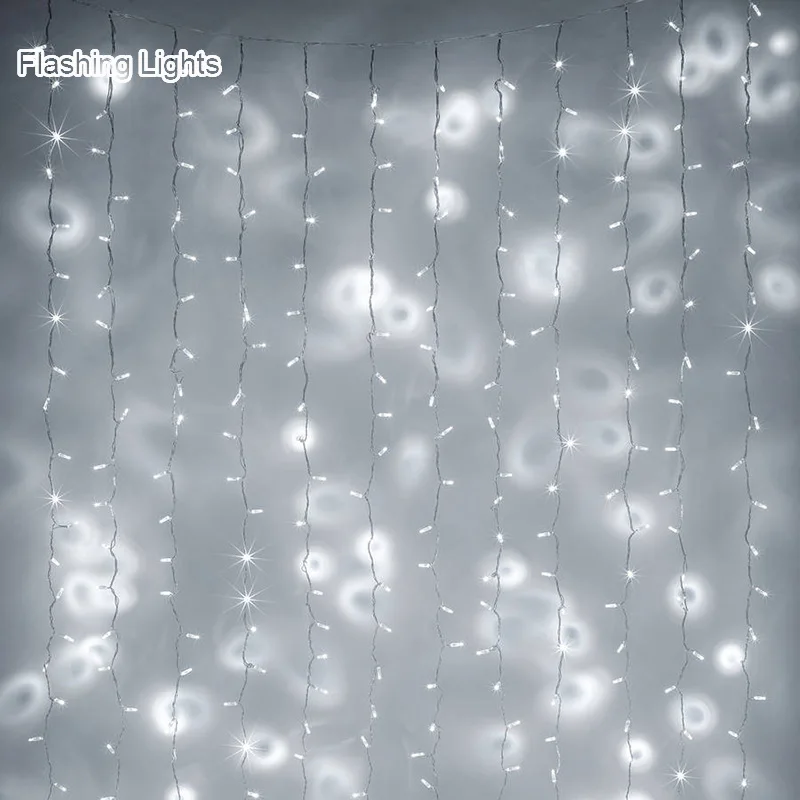 LED icicle Curtain String Fairy Light Xmas Christmas Wedding Decoration home Garden party Garland Decor