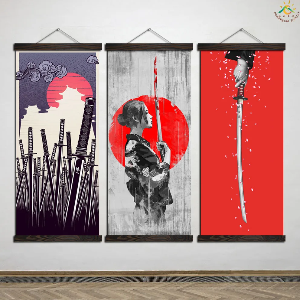 

Japanese Samurai Sword Posters and Prints Wall Picture Canvas Painting Wall Art Frames Scroll Painting Pop Art Home Decor