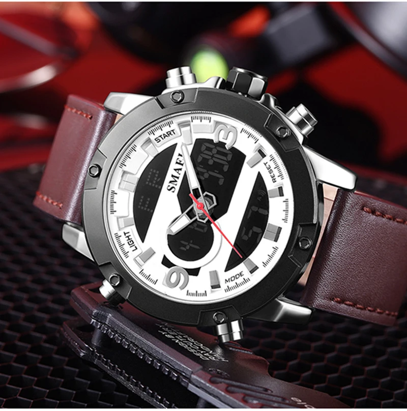 SMAEL New Sport Watches Waterproof Genuine Dual Display Quartz Wristwatches Big Dial Fashion Cool Man 1320 Digital Watch LED Men