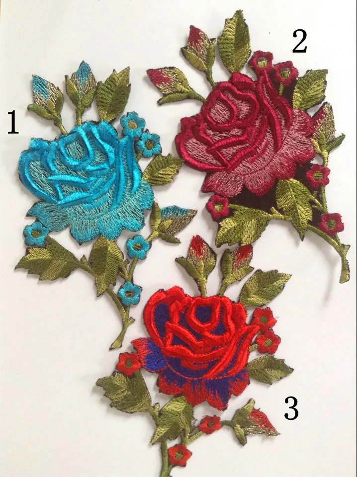 10.5*15.5cm top quality luxurious dyed yarn embroidery flower patches,colorful embroidery applique, XERY140424A