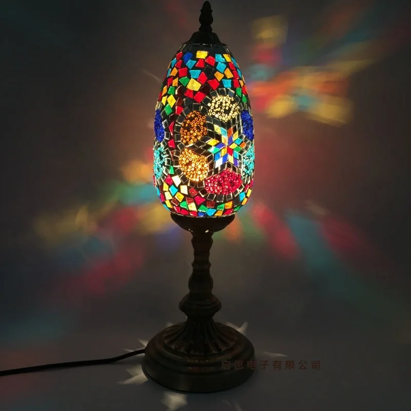 รูปไข่ตุรกีโมเสคตารางโคมไฟ Vintage Art Deco Handcrafted Lamparas De Mesa Ball แก้วโรแมนติกไฟ Led Night Lampe