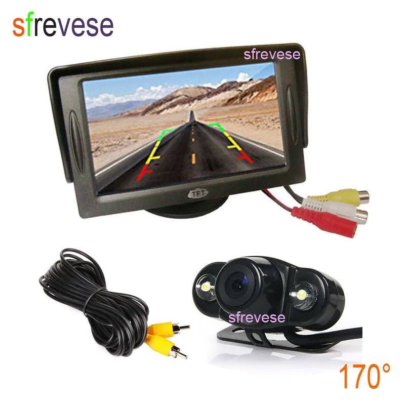 

4.3" Car LCD Monitor Rear View Kit + 2 LED Night Vision Reversing Parking Backup Camera 170 Degree Waterproof