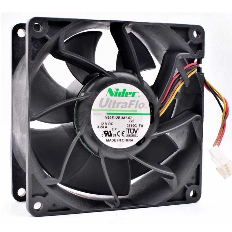 Original V92E12BUA7-07 9cm 9038 92x92x38mm 12V 3.24A large air volume booster server cooling fan