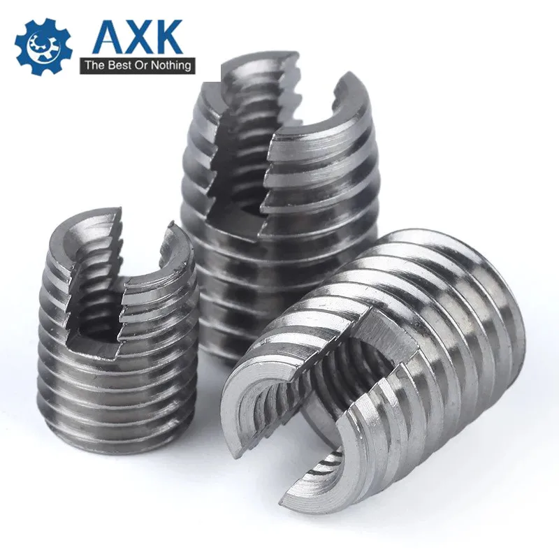 20pcs Stainless Steel M8 Self Tapping Thread Insert Screw Bushing M8*1.25*15mm 302 Slotted Type Wire Thread Repair Insert