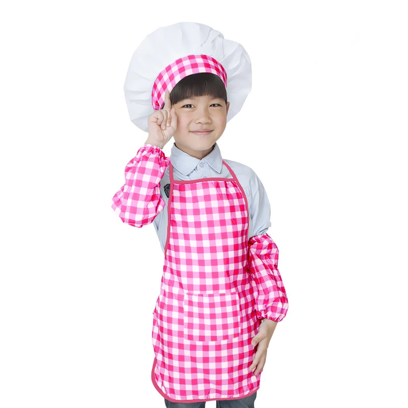 Ensemble tablier + chapeau de Chef + manchettes pour enfants, tenue de cuisine artisanale, à la mode pour bébé Chef SYT9559