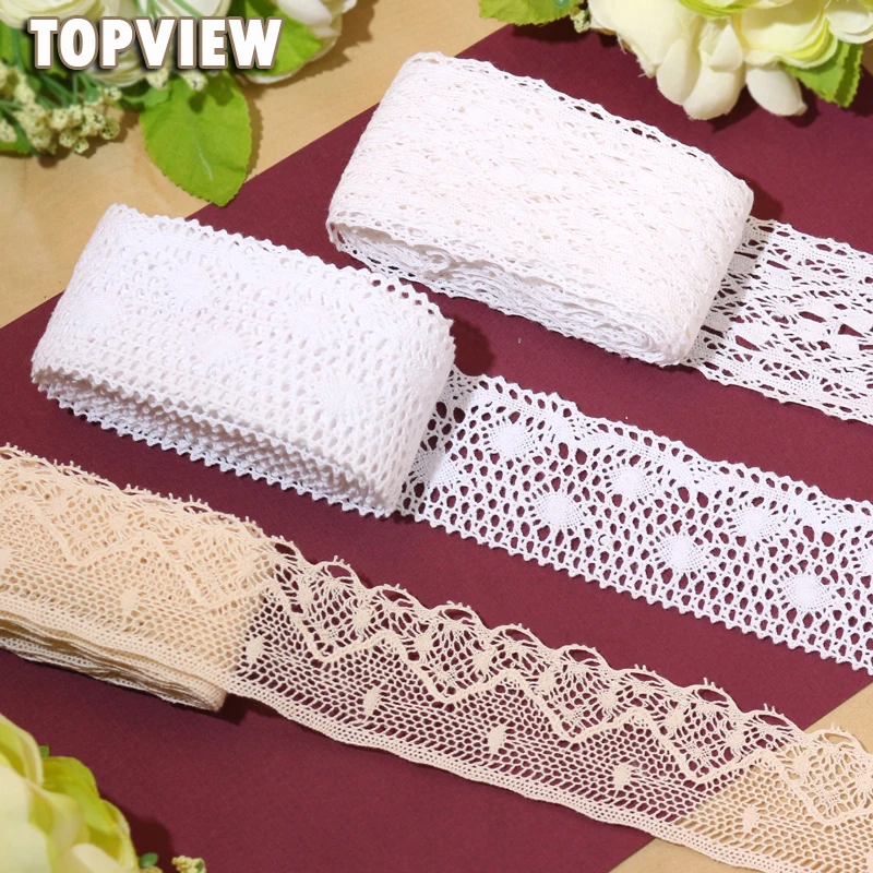 3.5-7CM 20YARD/LOT Lace Accessories Cotton Edge Theory  Sweater Side Skirt Full Cotton Curtain Sofa Diy Cotton Lace TRIM