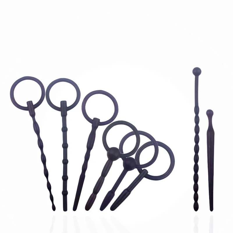 silicone Beaded Urethral Insert Cum-Thru Penis Plug Adult Sex Toys Sex Products Sound Trainer Set pleasurable sensations Hollow