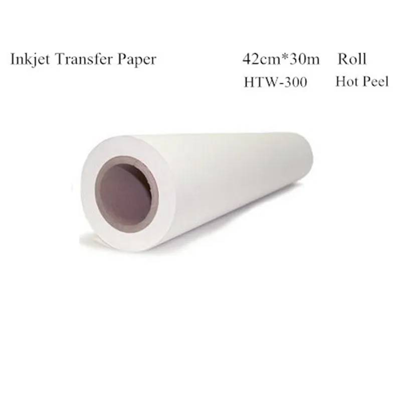 Thermal Transfer Paper Roll Size 42cm*30m Dark Color Inkjet Heat Transfers For Clothes Papel Transfer Papier Transfert HTW-300