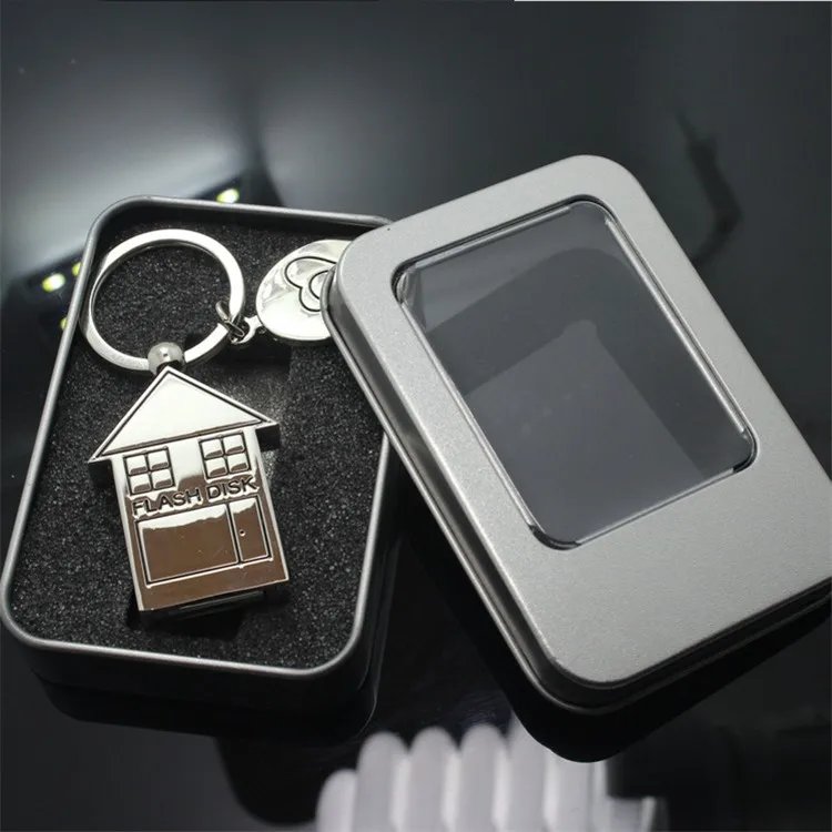 Custom logo USB 2.0 Cute Metal House Shape USB Flash Drive 8GB 16GB 32GB 64GB Usb Memory Stick Pendrive Gift