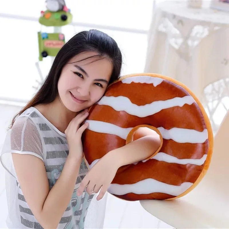 DAINCHOUL Colorful 3D Vivid Donut Cushion Soft Plush Sweet Chocolates Home Decor Sofa Office Round Nap Pillow Back Seat Cushions