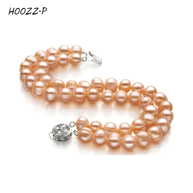 

HOOZZ.P Dainty Freshwater Pearl Bracelet Freshwater Cultured Double Layer Bracelets For Women Available in White Black Pink