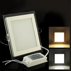 3 Color Change LED Glass Panel Light 24W LED Ceiling Recessed Lighting Square 6000K 3000K 4000K LED Downlight 110V 220V LED Lamp