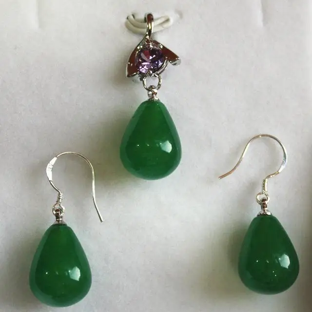 

perfect match lady's 12*16mm green jades pendant, earring set