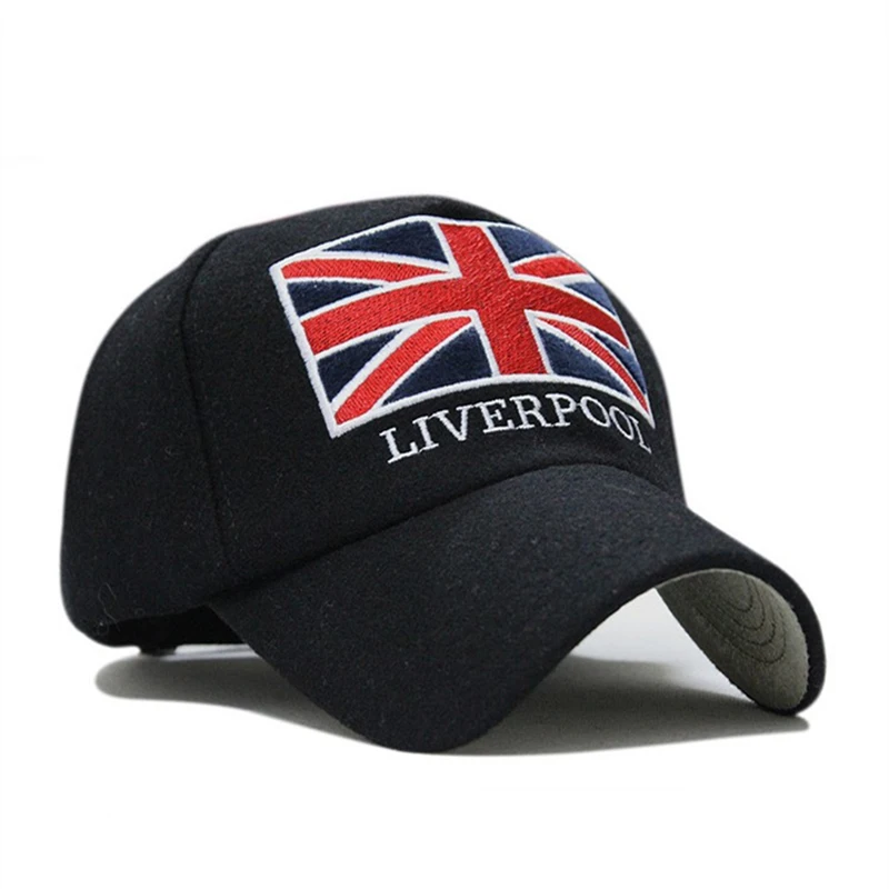 New Arrivals Winter Baseball Cap Men Liverpool Warm Felt Bone Snapback Hat Women Gorras Snap Backs With England Flag for Autumn