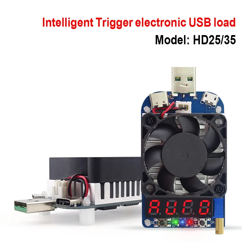 HD25 HD35 Trigger QC2.0 QC3.0 Electronic USB Load Resistor Discharge Battery Tester Adjustable Current Voltage 35W