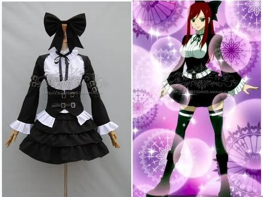 

Erza Scarlet black maid lolita Cosplay Costume