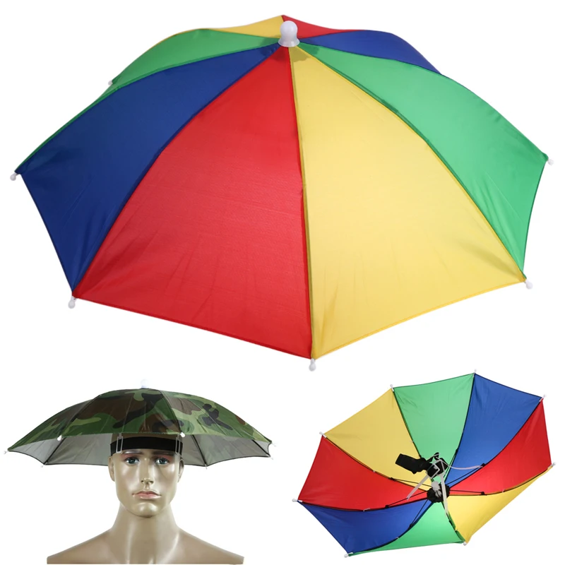 55/65cm Portable Outdoor Umbrella Hat Cap Folding Women Men Umbrella Fishing Hiking Golf Beach Headwear Handsfree Umbrella