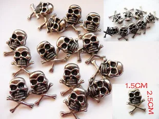 10sets/Lot 1.5*2.5cm Silver Skull Rivet with Black Eyes Punk Rock Spikes Fashion DIY Skeleton Studs Decorative Garment Rivets