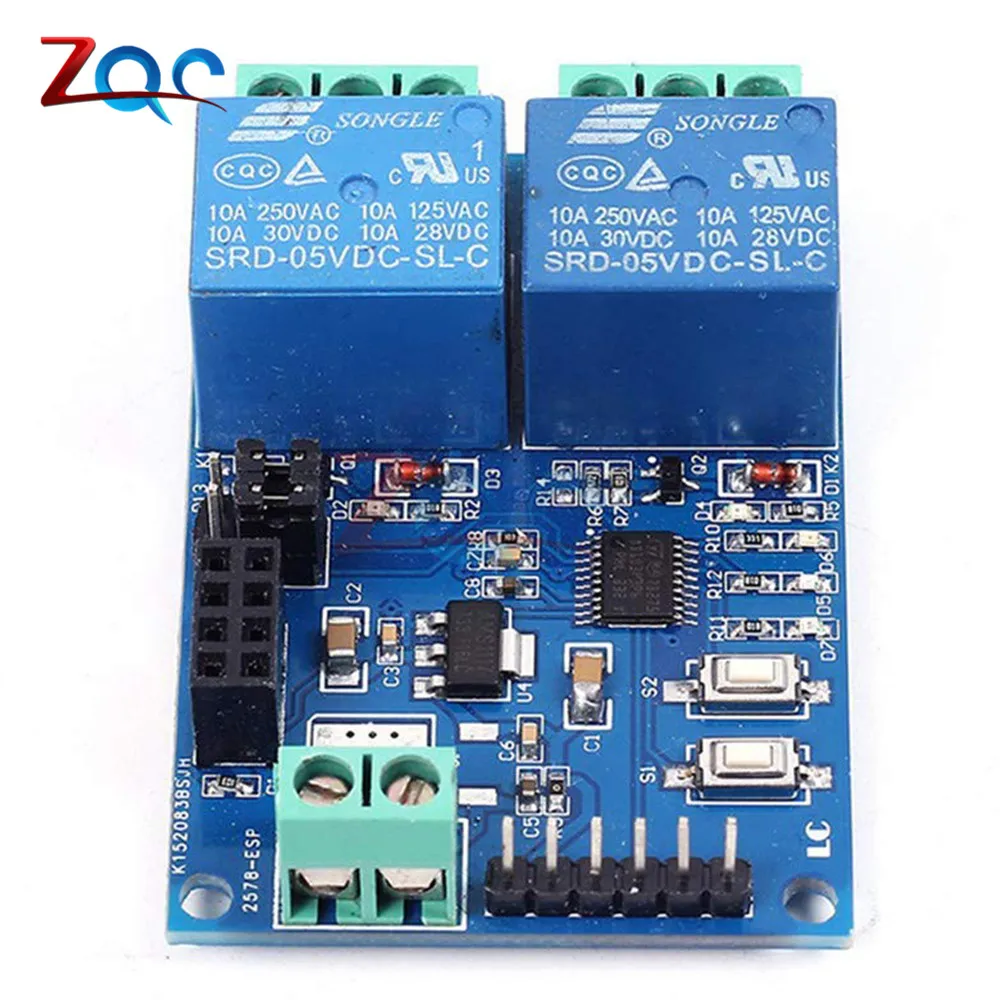 DC 5V ESP8266 ESP-01 2 Channel WiFi Relay Module 2-Channel Relay Module for IOT Smart Home Phone APP Controller