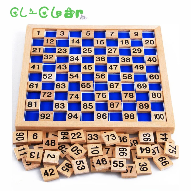 Wooden Montessori Teaching Aids Mathematics 1 - 100 Consecutive Numbers Counting Board Plate Toy