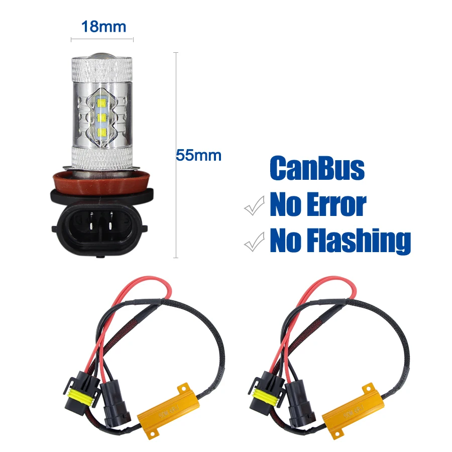 SAARMAT 2 pezzi LED Canbus fendinebbia lampadina H11 H8 + 50W decodificatori per VW Golf 7 2013 2014 2015 2016 2017 LED fendinebbia lampadine