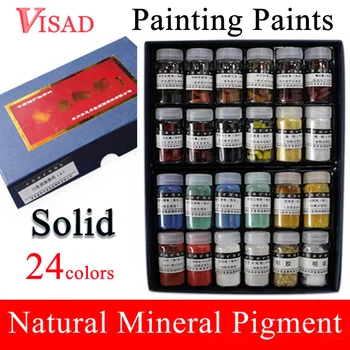 24 Colors Solid Coloring Paints Natural Pigment Chinese Painting Mineral Pigment Paints