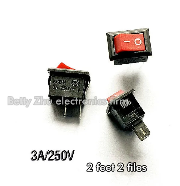 20PCS/LOT Rocker Switch Red 2 feet 2 files rocker switch 15MM * 10MM 3A / 250V