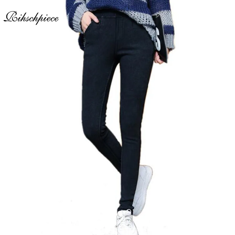 Rihschpiece Plus Size 6XL Velvet Leggings Women jeans Pants Fleece High Waist Thick Jeggings Warm Push Up Trousers RZF1543