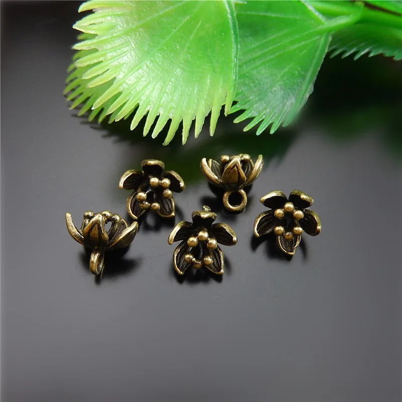 10pcs GraceAngie Antique Bronze  Imitation Water Lily Style  Pendant Charms Copper Jewelry Accessories Key Chain Decor 9*8*8mm