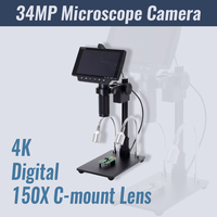 34MP 4K HDMI USB Digital Microscope Camera Industrial Digital Display Electronic Magnifier 150X C-mount Lens for PCB Repair