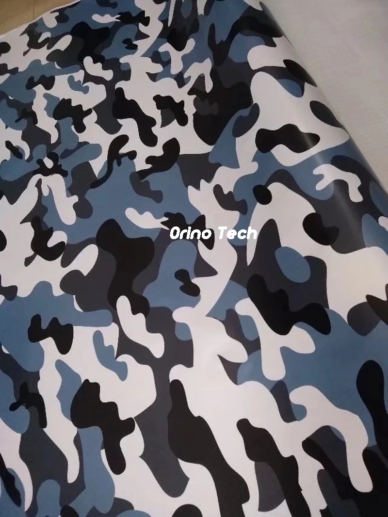 Black White Blue Vinyl Snow Film Camouflage Car Wrap Foil Adhesive DIY Styling Truck Motorbike Vehicle Wrapping Decal