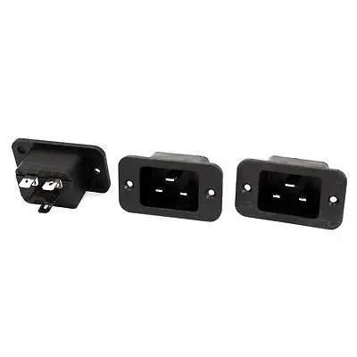 AC 250V 16A IEC320 C20 3 Pins Inlet Power Plug Connector Adapter 3 Pcs