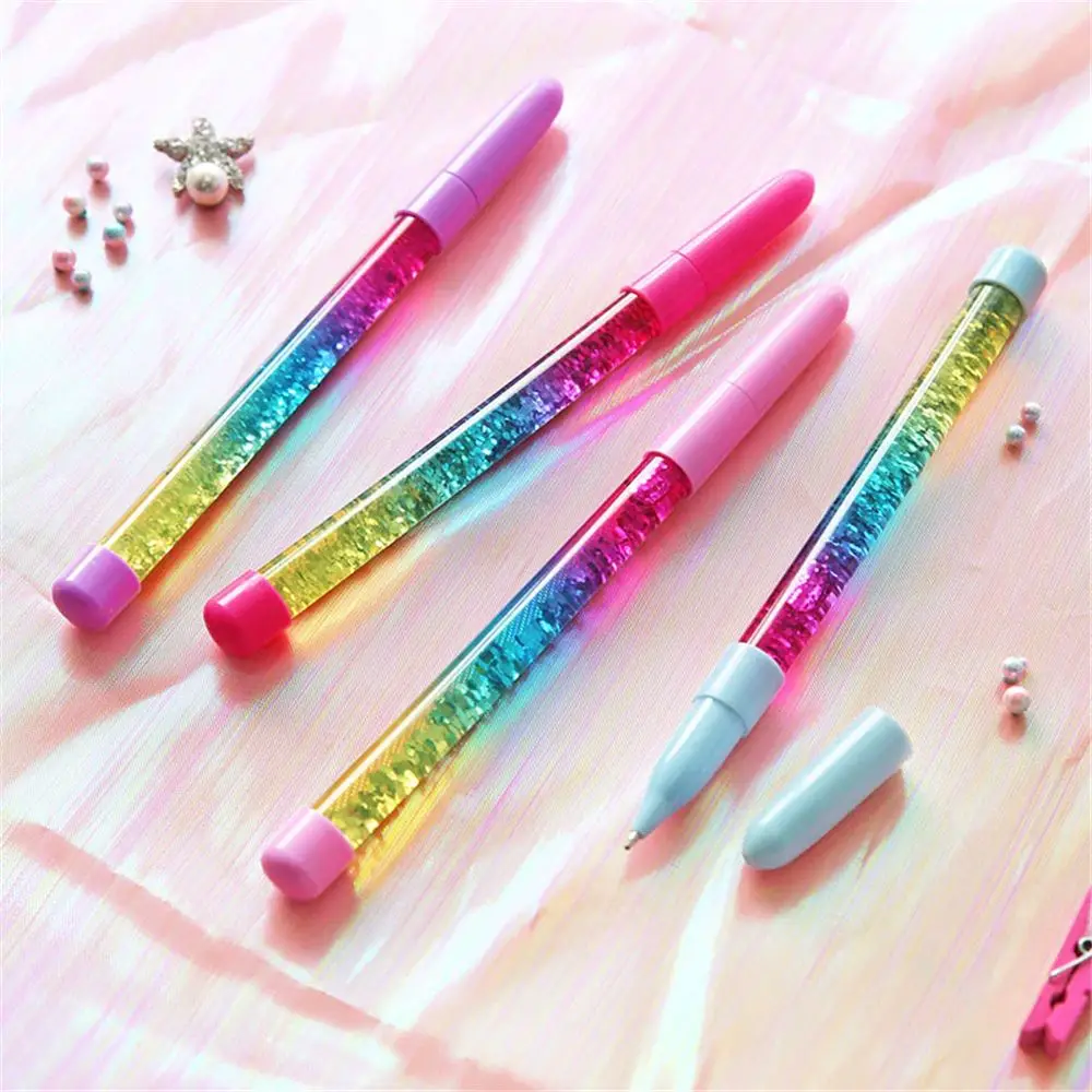 1pc 0.5mm Fairy Stick Creative Rainbow Color Gel Pen Drift Sand Glitter Crystal Pens for Girls Gift Student Writing Stationery