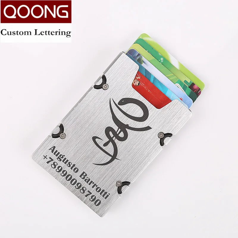 

QOONG New Arrival Metal Credit Card ID Holder Fashion Mini Money Holder With RFID Anti-chief Wallet Credit Card Case KH1-019S