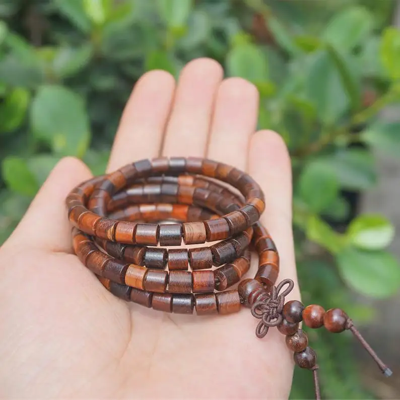 6mm Natural Vietnam Rosewood Mala Beads Barrel Beads Meditation Prayer Beads Japa Mala Prayer Bracelet or Necklace