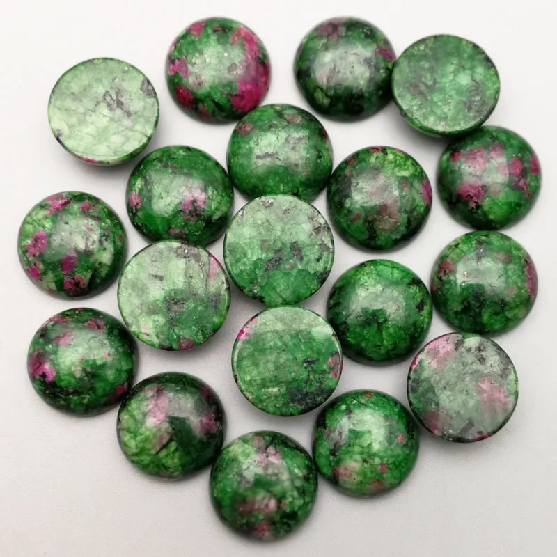 Wholesale hot selling natural epidote stone beads charms 16x16mm round shape CAB Cabochon Beads 50pcs/Lot Free shipping