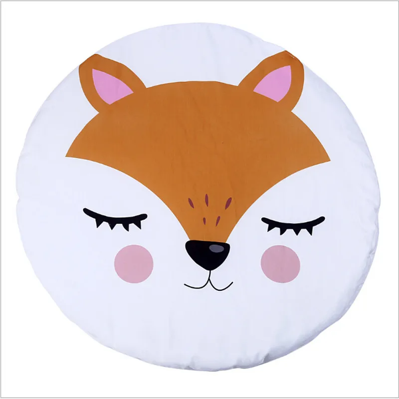 Cute Fox Crawling Blanket Round Carpet Floor Pure cotton Baby Toys Play Mats Children Room Decoration Play Rugs Creeping Mat