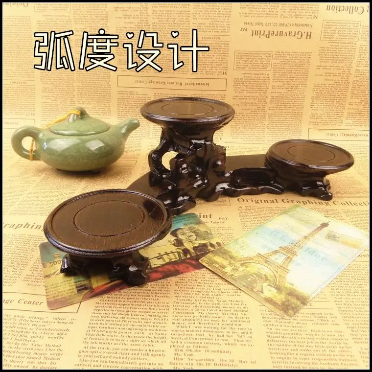 Manufacturers selling mahogany carving jade kylin base stone head teapot base high and two low round base